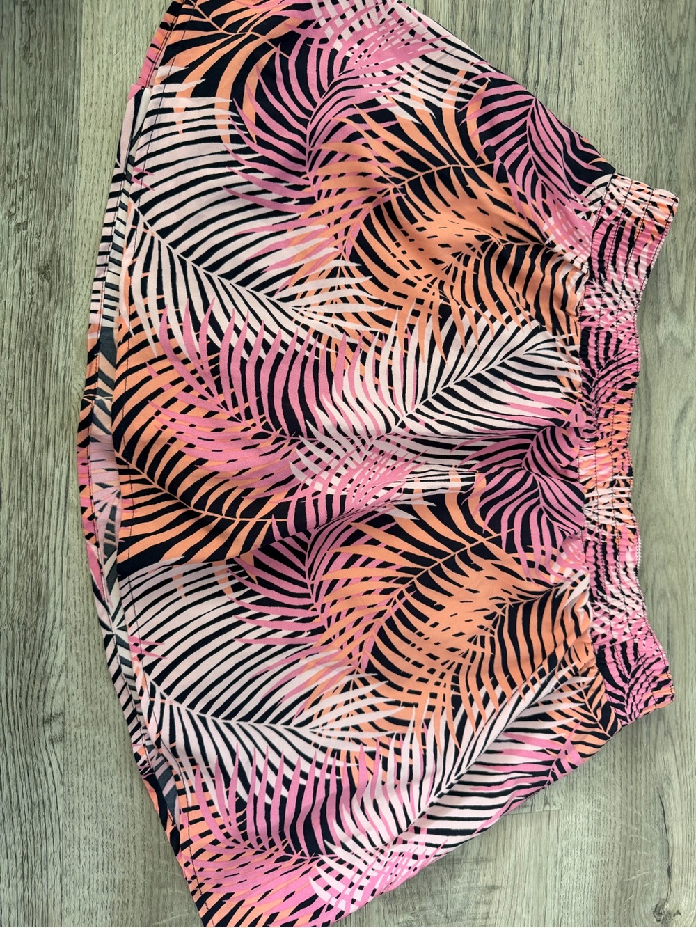 Women's Tropical Palm Print Swim Cover-Up Skirt - Pink & Orange